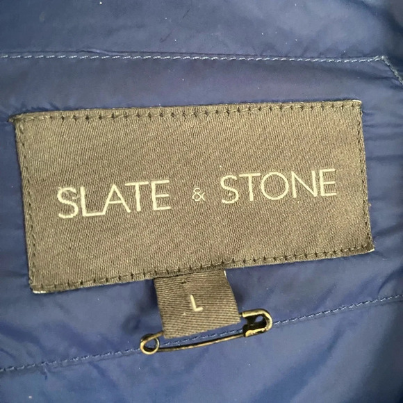 Slate + Stone down quilted puffy blue jacket  Sz L - Picture 7 of 14